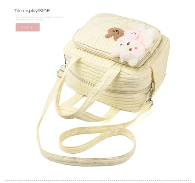 sac à langer jaune avec ourson - facettes et attaches