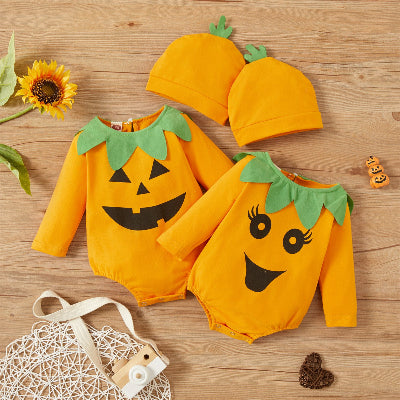 barboteuse bébé citrouille manches longues