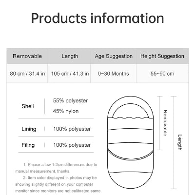 dimensions chancelière bébé - grand froid