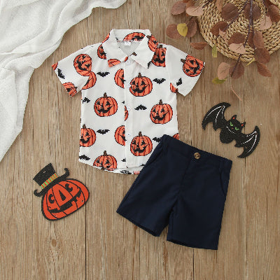 chemise blanche enfant citrouilles halloween