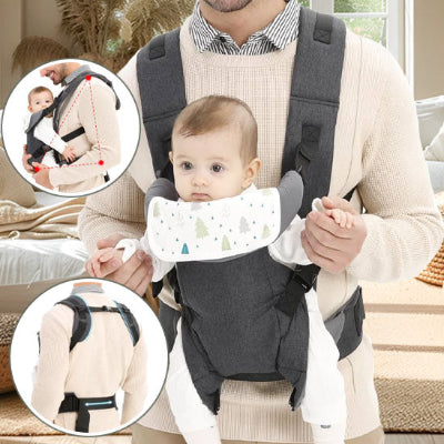 porte bebe gris bebe avant et médaillons