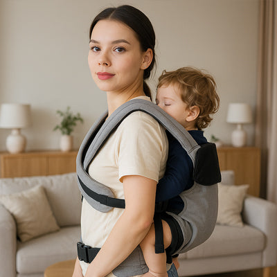 porte bébé physiologique  gris coton - portage arrière