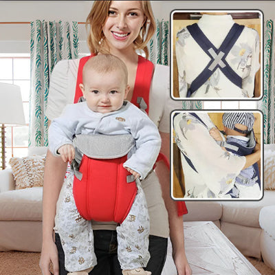 porte bébé rouge - maman avec bébé