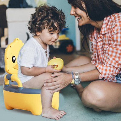 pot-bebe-canard-jaune-maman avec bebe