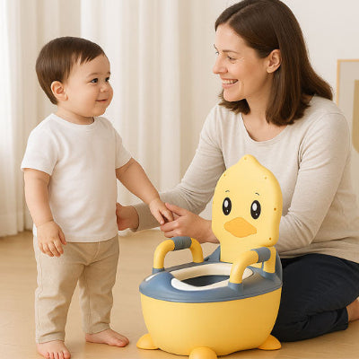 pot-bebe-canard-jaune-maman avec bebe