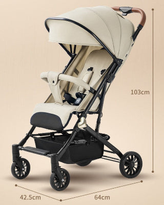 poussette pliable à un bouton couleur marron thé au lait - dimensions