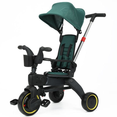 poussette tricycle pliable verte pour enfant
