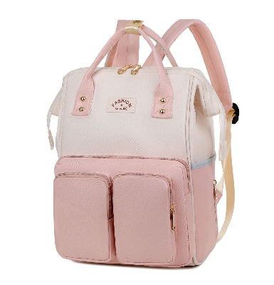 sac à dos à langer blanc et rose